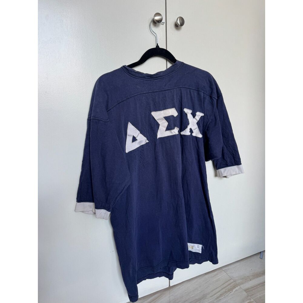 True Vintage Delta Epsilon Chi Russell Fraternity Large Blue Jersey T Shirt Sz L